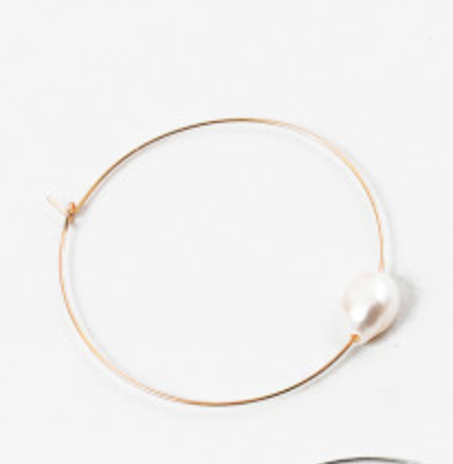 Thin Hoop with Freshwater Pearl