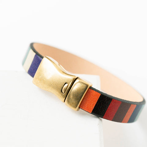 *Colorful Stripe Leather Bracelet