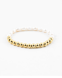 Gold and Pearl Stretch Bracelet