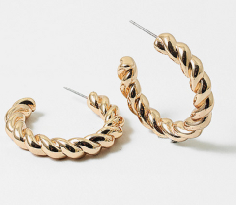 Gold Twisted Hoops 1.5"