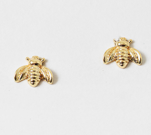 Tiny Gold Bee Earrings