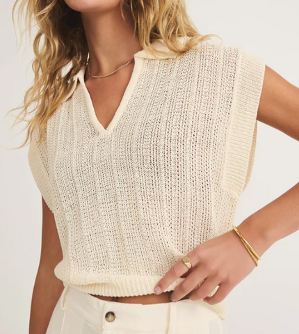 Z Supply Lauden Crochet Polo Top