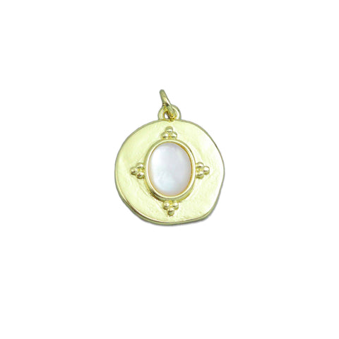 Opal Gold Disk Pendant