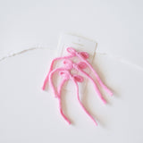 Long Angora Knit Ribbon Hair Bow Pin Set