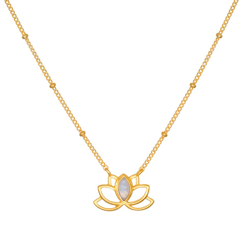 Open Lotus Moonstone Necklace