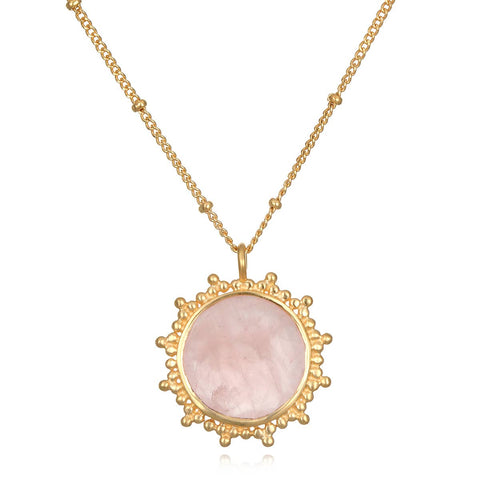 Love Rose Quartz Gold Necklace