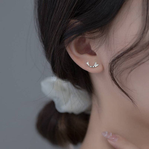 Dainty Butterfly Stud Earrings in 925 Sterling Silver
