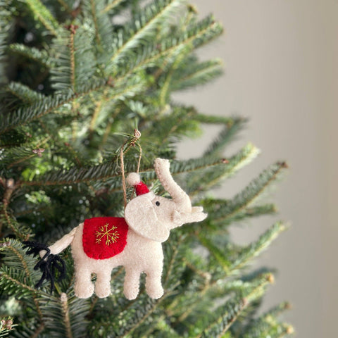 Felt White Elephant Christmas Ornament