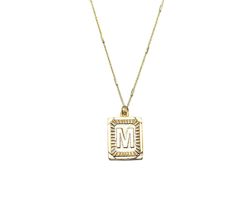 *Initial Square Gold Necklace