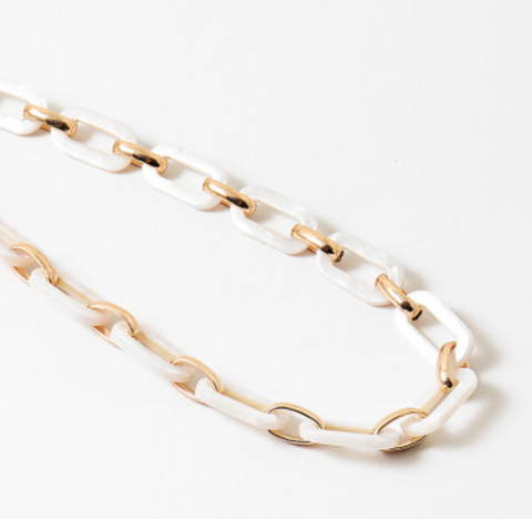 *White and Gold Paperclip Necklace