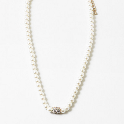 Pearl Necklace with CZ's