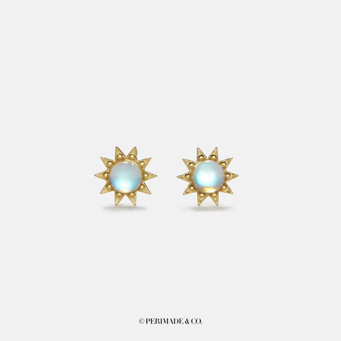 Sun Moonstone Stud Earrings